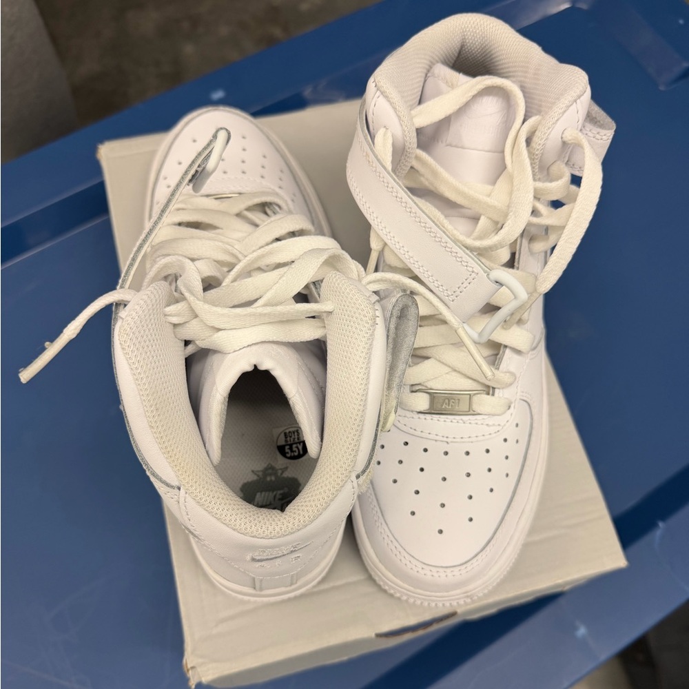 Nike Kids White High-Top Sneakers with Strap